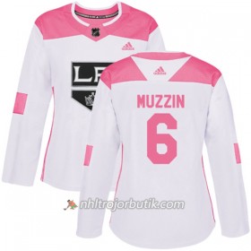 Dame Ishockey Los Angeles Kings Tröja Jake Muzzin 6 Adidas 2017-2018 Vit Rosa Fashion Authentic